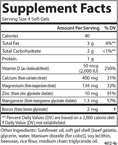 Vista 4 de Carlson - Nutra-Support Hueso, calcio, magnesio y vitamina D3, salud ósea, absorción de calcio y bienestar óptimo, 180 cápsulas blandas