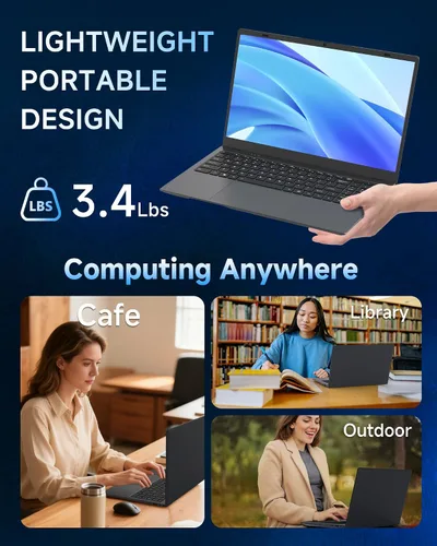 Vista 5 de Laptop 2026 de 16 GB de RAM, 256 GB SSD Laptops Computadores portátiles con Pentium 6500Y hasta 3.4GHz, pantalla FHD IPS de 15.6 pulgadas, USB C