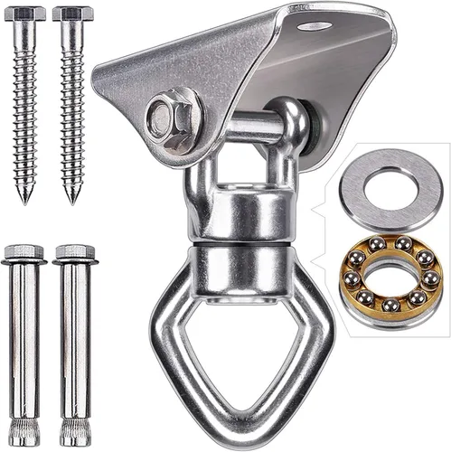 Vista 13 de BeneLabel Colgador de columpio de montaje en techo con rodamiento de capacidad de 900 libras, colgador de bolsa pesada, acero inoxidable, soporte