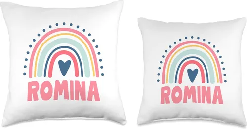 Vista 3 de Romina Name Custom Woman Myth Legend Pink Birthday Party Throw Pillow, 16x16, Multicolor