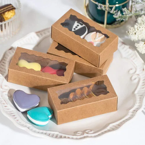 Vista 5 de 12 cajas de macarrón prémium de 4.17 x 2.16 x 1.37 pulgadas para 2, contenedores de macarrón, embalaje de macarrón para bodas, fiestas, regalos