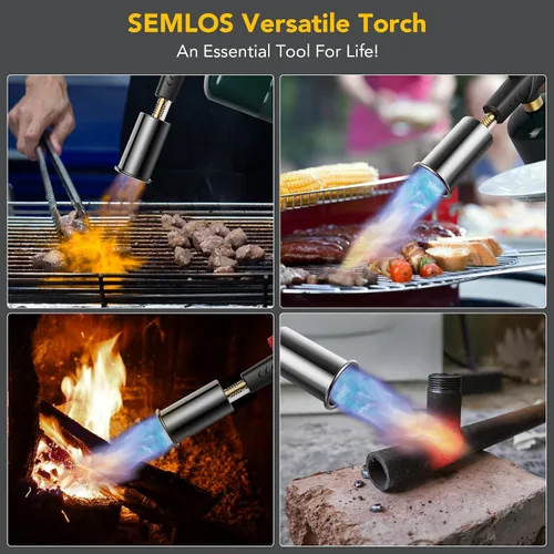 Vista 6 de Semlos Antorcha de propano, pistola de antorcha de propano grande de metal recargable