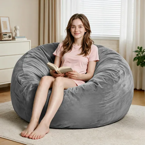 Vista 18 de Sillón puff de 3 pies Sillón estilo puff grande de 3 pulgadas con relleno de espuma viscoelástica, sofá suave con funda de terciopelo holandés