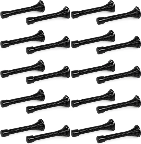Vista 14 de Paquete de 12 topes de puerta de resorte para pared de 3-1/8 pulgadas Negro