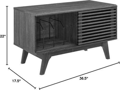 Vista 3 de Modway Render Mid-Century - Soporte para discos de vinilo (37 pulgadas), color carbón