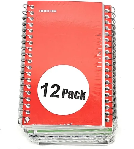 Vista 2 de Mintra Office Cuadernos pequeños en espiral (12 unidades de espiral lateral de 3 x 5, primario), paquete a granel de 12, mini cuadernos de bolsillo