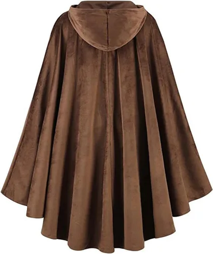 Vista 4 de Capa para cosplay de Halloween, capa con capucha, estilo vintage, para mujer, bruja, vampiro, medieval, capa con capucha