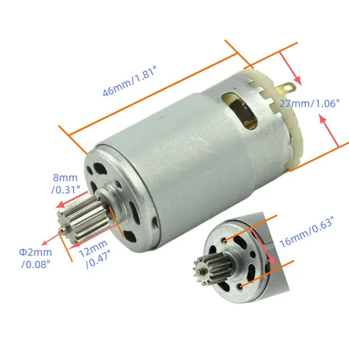 Vista 2 de CHANCS RS390 Motor eléctrico DC 6V 14000RPM 12 engranajes motor para coche de juguete accesorio de tres ruedas motocicleta cochecito con reemplazo