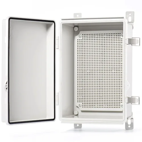 Vista 28 de QILIPSU - Caja de conexiones de acero inoxidable con tapa, bisagras y placa de montaje, universal, impermeable IP67, plástico ABS, gris, recinto