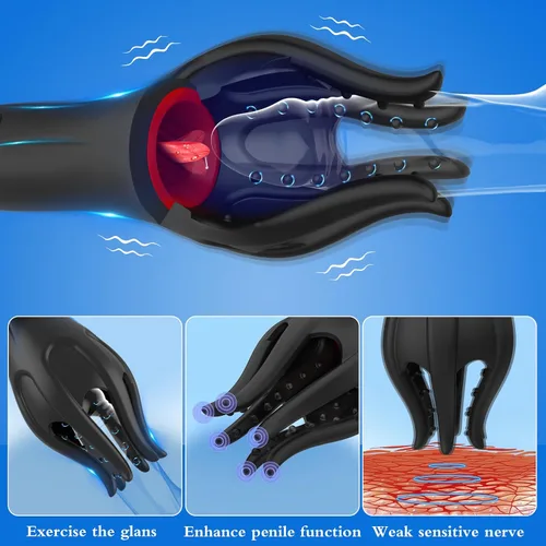 Vista 5 de Masturbador masculino Juguetes sexuales para hombres, vibrador de pene masculino para hombres con lamer la lengua, Masterbater Juguete sexual