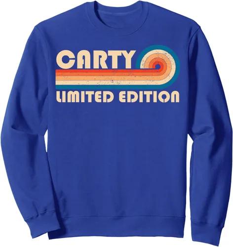 Vista 3 de CARTY - Sudadera retro vintage con apellido de los años 80 y 90, Negro
