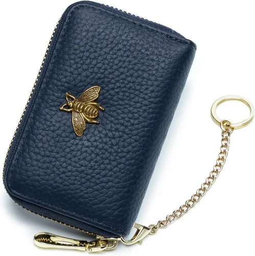 Vista 34 de imeetu Soporte para tarjetas de crédito RFID, cartera pequeña de cuero con cremallera para mujer