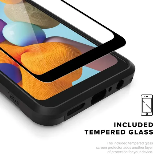 Vista 4 de ZIZO ION Series - Funda para Samsung Galaxy A21, probada contra caídas de grado militar con protector de pantalla de vidrio templado, color negro