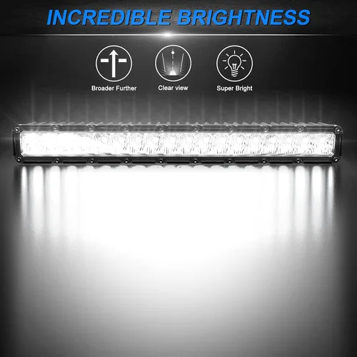 Vista 4 de Autofeel Barra de luz LED de 15 pulgadas – Luz de matrícula de una sola fila de 6000 K 6000 lm de inundación todoterreno y luces antiniebla