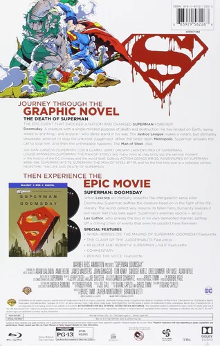 Vista 2 de Superman Doomsday with Death of Superman Graphic Novel updated Blu-rayDVDUV