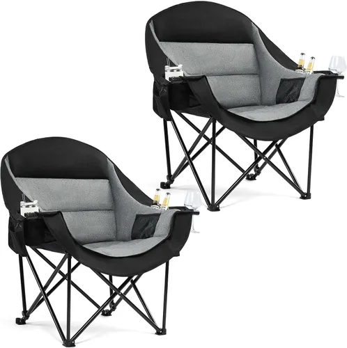 Vista 27 de Silla de camping de gran tamaño con calefacción, resistente, acolchada Negro (Allblack)