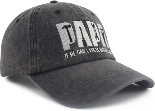 Vista 3 de Papa If He Can't Fix It No One Can, Papa Tools - Gorra de béisbol para hombre, divertida gorra de béisbol ajustable de algodón bordada