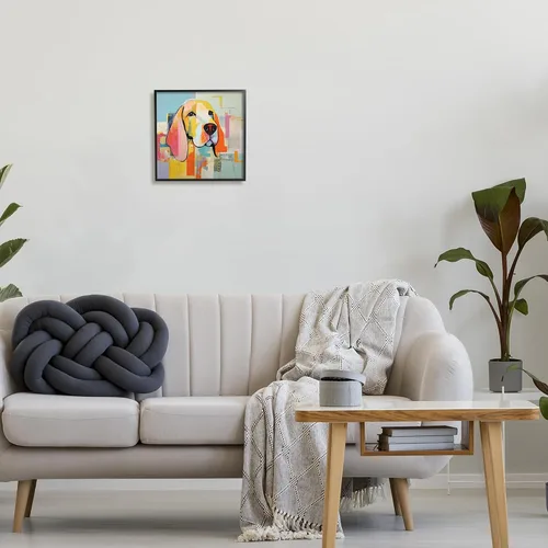 Vista 3 de Stupell Industries Retrato abstracto de perro enmarcado Giclée por Irena Orlov Marco negro