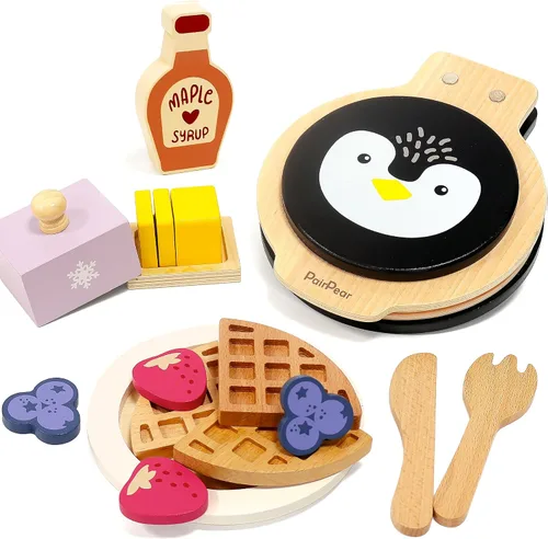 Vista 9 de PairPear Comida de madera para la cocina de los niños, juego de simulación