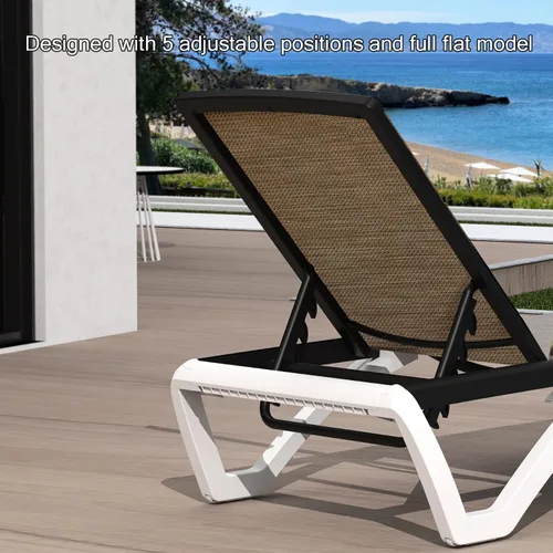 Vista 5 de Domi - Tumbona de aluminio para exteriores con respaldo ajustable, para playa, patio, balcón, piscina (1 silla marrón)