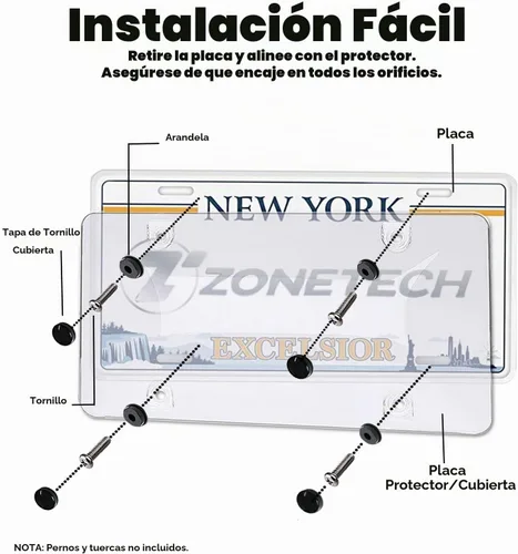 Vista 7 de Zone Tech - Protectores transparentes para marco de matrícula, paquete de 2 protectores de burbujas para todo tipo de clima, se adapta a cualquier