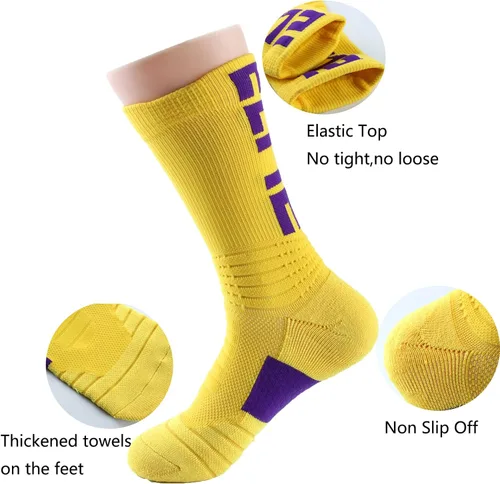 Vista 2 de 4 pares de calcetines atléticos para hombre, gruesos, protectores, amortiguadores deportivos, de élite, baloncesto, fútbol, compresión, 7-12