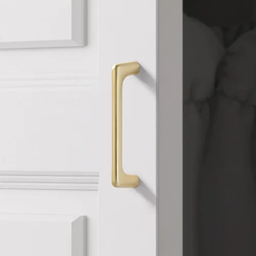 Vista 12 de Paquete de 4 tiradores dorados para cajones de gabinete, manijas doradas cepilladas para cajones de tocador, accesorios de gabinete de baño