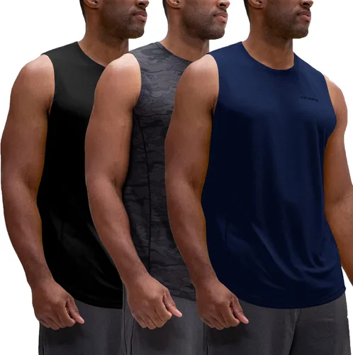 Vista 10 de DEVOPS - Paquete de 3 camisetas sin mangas para hombre, ajuste seco, para músculos, camiseta de entrenamiento