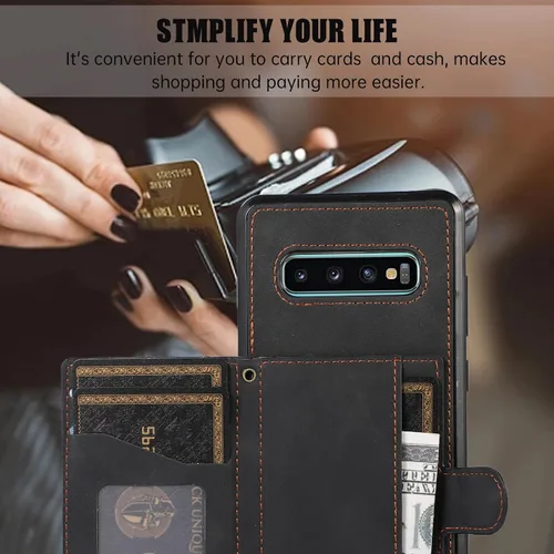 Vista 7 de Asuwish Funda de teléfono para Samsung Galaxy S10 Plus con protector de pantalla de vidrio templado y correa cruzada, soporte para tarjetas, soporte