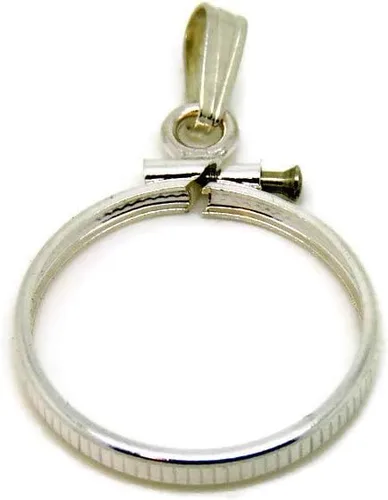 Vista 5 de Joyería de bricolaje: Bisel de plata esterlina para monedas de un cuarto - fácil de usar colgante/encanto/collar ajuste/moneda no está incluida
