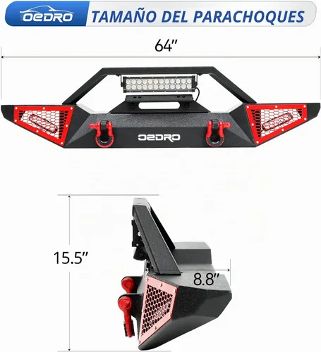 Vista 2 de [Usado] OEDRO Parachoques delantero para Jeep compatible con Jeep Wrangler JK/JL/JKU/JLU Unlimited y Gladiator JT de 2/4 puertas 2007-2025, incluye