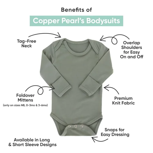 Vista 2 de Copper Pearl Body de manga larga para bebé bebé ultra suave para recién nacidos, niños y niñas, elegante, cómodo, hombros superpuestos, tela