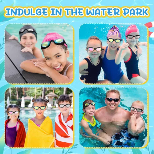 Vista 6 de Flutesan Paquete de 3 gafas de natación sin fugas, de silicona, antivaho con clip para la nariz, tapones para los oídos para adultos y niños, 3