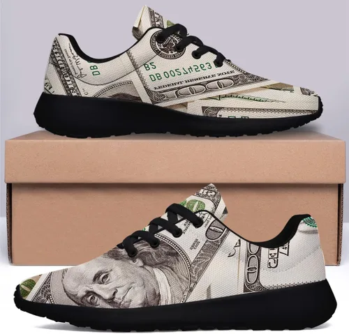 Vista 6 de Zapatillas de deporte ultraligeras para correr con estampado de billetes de 100 dólares para caminar