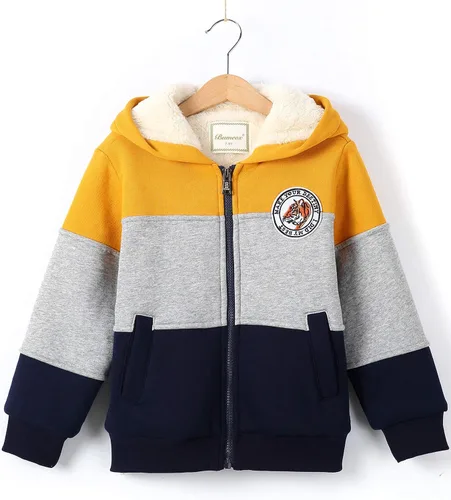 Vista 2 de Bumeex - Sudadera Sherpa con capucha, forro polar y cremallera para niño