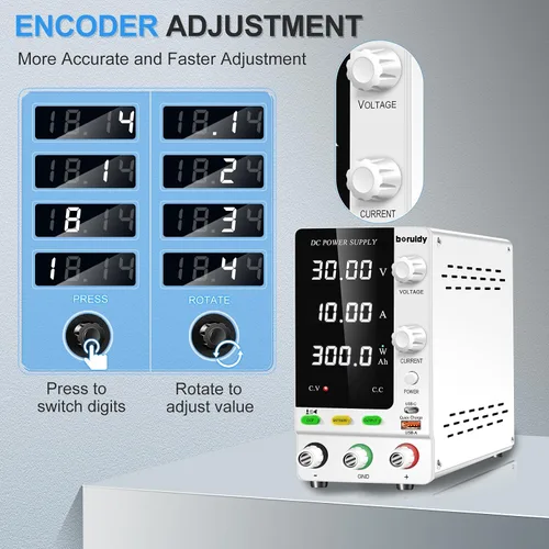Vista 5 de Fuente de alimentación de CC variable 30V 10A, codificador de 300 W ajustable 1V ~ 24 V LiFePO4 iones de litio etc. Cargador de batería Banco