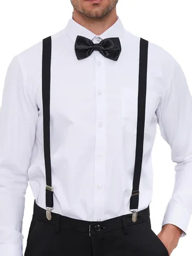 Vista 8 de habibee Color sólido para hombre en forma de Y con clips fuertes tirantes ajustables