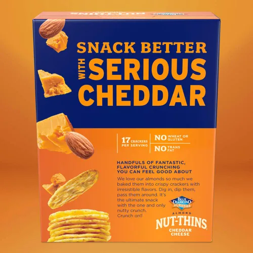 Vista 6 de Blue Diamond Almond Nut Thins, Queso Cheddar, 4.25 Oz (Paquete de 4)
