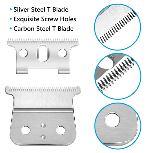 Vista 4 de Paquete de 2 piezas de repuesto profesional de hoja en T de grado de barbero compatible con Andis T-Outliner, aprobado por peluquero T Clipper