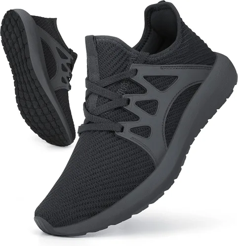 Vista 2 de NYZNIA Zapatos antideslizantes para hombre, para caminar, trotar, entrenamiento, fitness, ligeros, acolchados, transpirables, sin cordones