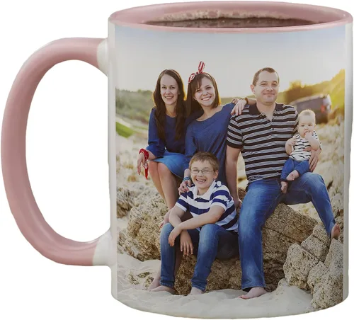 Vista 4 de Personalization Universe Taza de café personalizada con foto familiar de 11 oz.- Negro