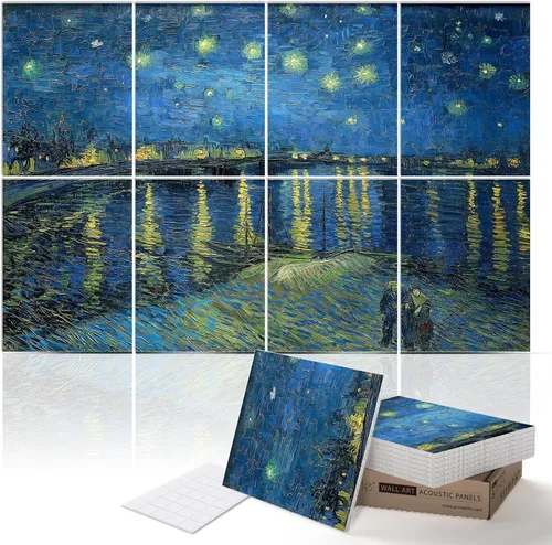 Vista 35 de PINWELIFE® Paneles acústicos de arte de pared, paneles absorbentes a prueba de sonido, para el hogar y la oficina, amortiguación decorativa