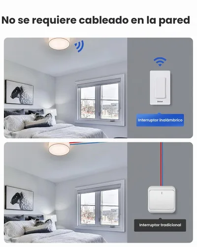Vista 2 de Zoiinet - Kit de interruptor de luces inalámbrico, diseño con hebilla y removible, interruptor de múltiples vías, no necesita WiFi, programable