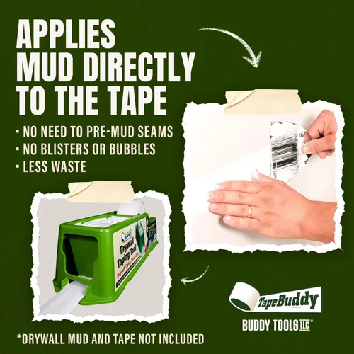 Vista 3 de Buddy Tools TapeBuddy Herramienta de Encintado de Paneles de Yeso - Simplifica la Cinta de Banjo de Paneles de Yeso - Dispensador de Cinta Confiable