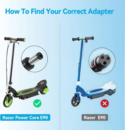 Vista 5 de Adaptador de corriente CC de 12 V CA compatible con Razor Power Core 90 E90 E95 95 cargador, ePunk, XLR8R, máquina eléctrica de gritos, juguetes