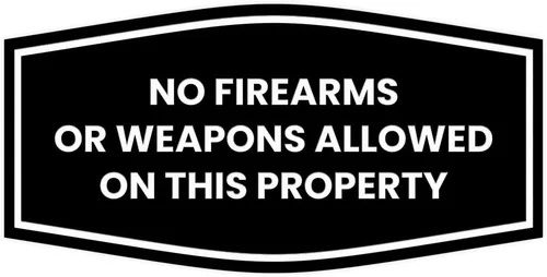 Vista 8 de Fancy No Firearms or Weapons On This Property Sign (Negro/Plata) - Mediano