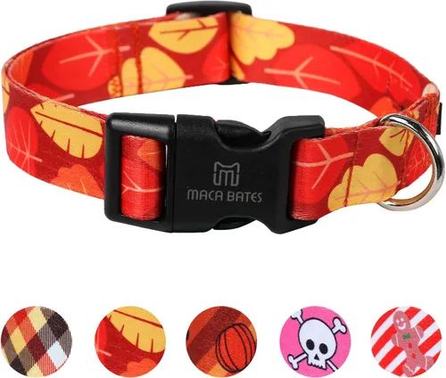 Vista 11 de Maca Bates - Collar de perro ajustable a cuadros para perros pequeños, medianos y grandes, con patrones, collares para perros para niños y niñas