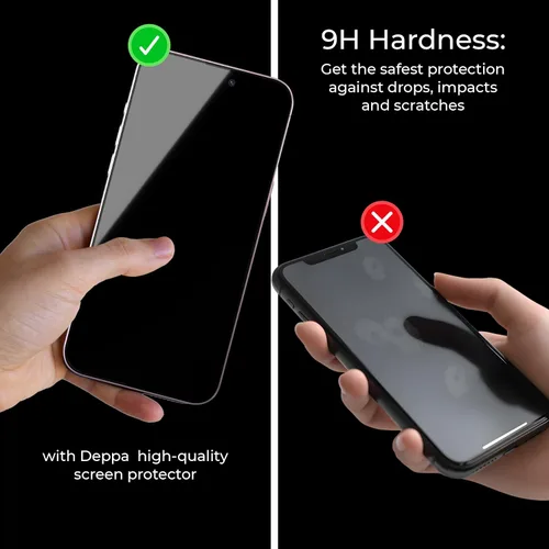 Vista 5 de Deppa Paquete de 2 protectores de pantalla prémium para iPhone 15 Plus/16 Plus (6.7 pies), vidrio templado 3D de borde a borde, cobertura completa