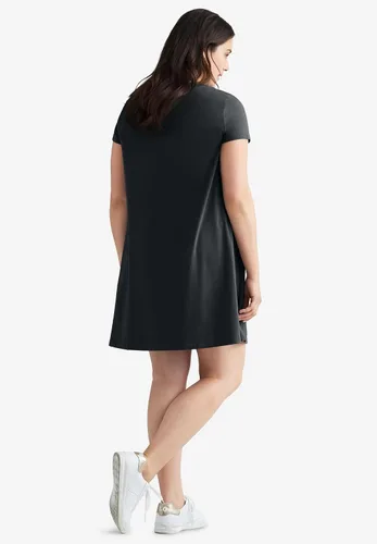 Vista 3 de Ellos Vestido tipo camiseta acampanado en talla grande para mujer