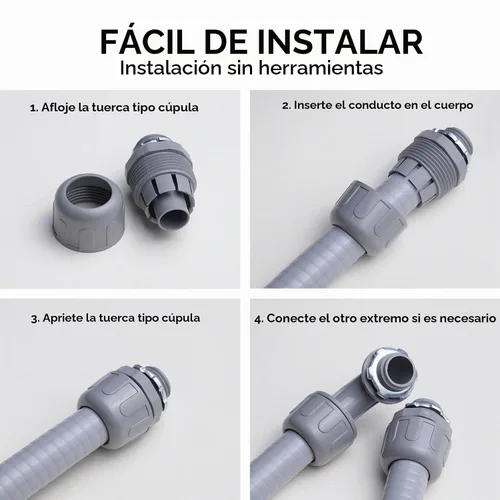 Vista 6 de Conectores de conducto, conector hermético de líquido de 1/2 pulgada NPT no metálico para accesorios de conducto flexibles eléctricos de PVC, 180